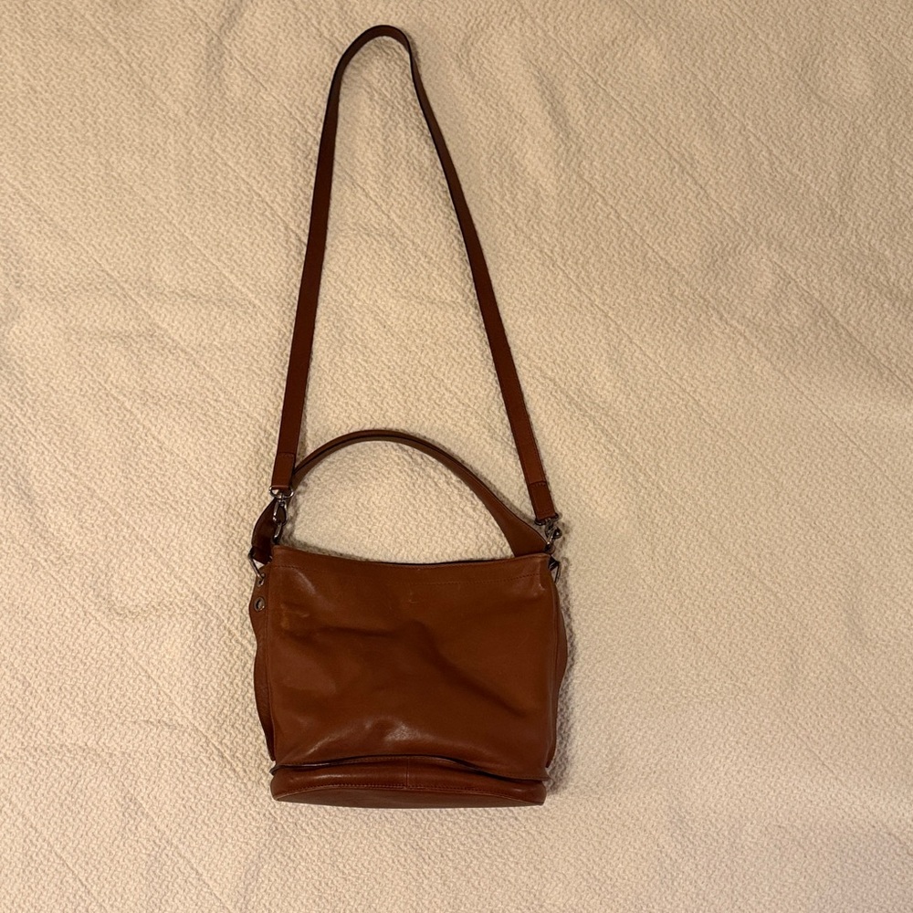 Longchamp Brown Leather Crossbody Bag w/ Top Handle + Strap (Small)